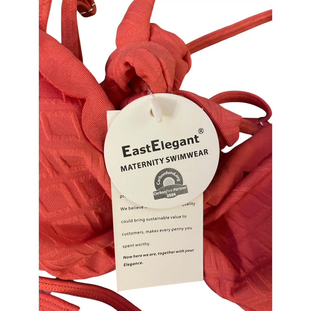 NEW East Elegant Maternity Small Swimsuit‎ One Piece Bow Cutout Coral Swimwear - Picture 8 of 10